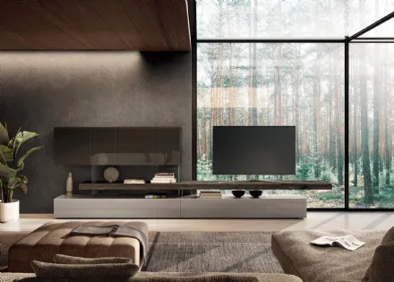 Parete Attrezzata in vetro e legno Air 2725 di Lago