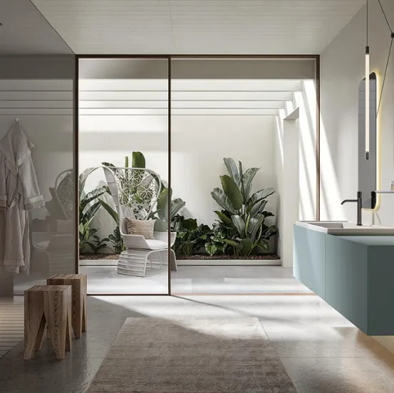 Mobile da Bagno sospeso laccato denim Atena 03 di Edoné