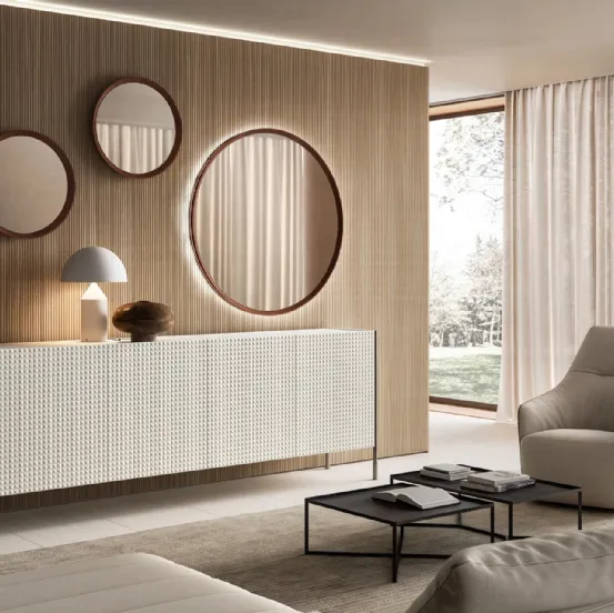 Specchio tondo Peep con cornice in laccato di Capo d'Opera