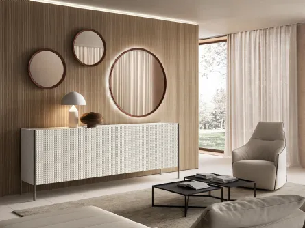 Specchio tondo Peep con cornice in laccato di Capo d'Opera