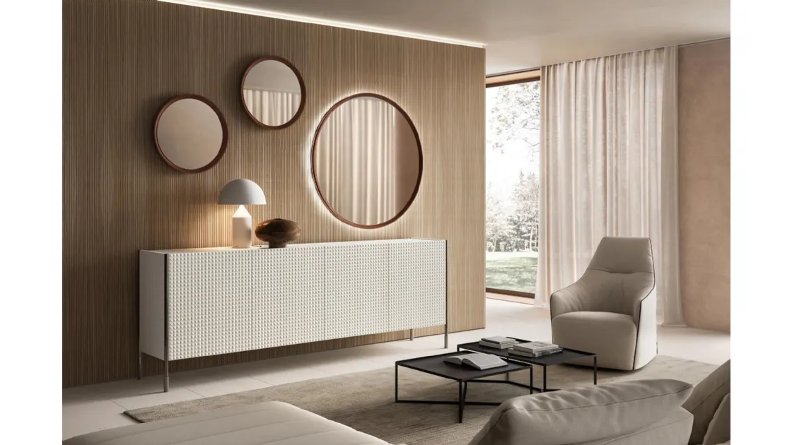 Specchio tondo Peep con cornice in laccato di Capo d'Opera