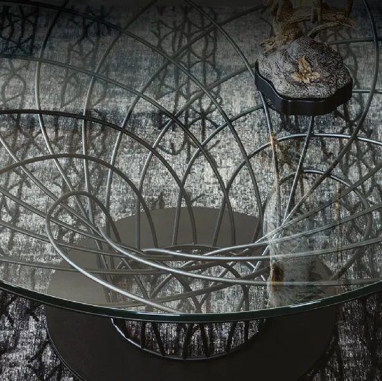 Tavolino con base in acciaio e piano in vetro Nido di Cattelan Italia