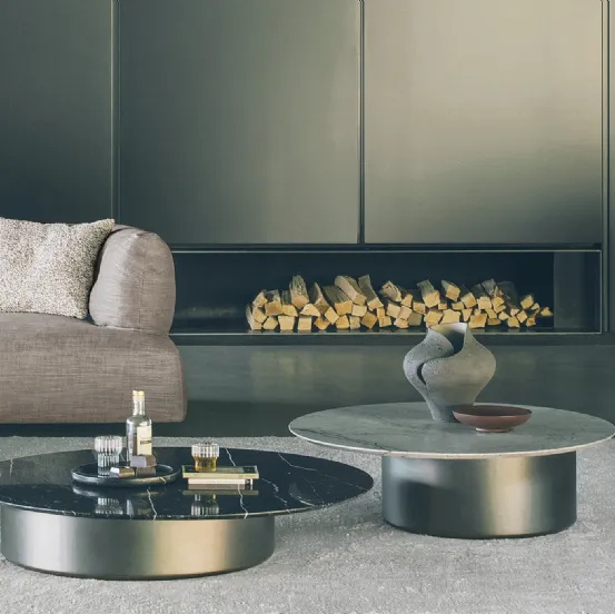 Tavolino rotondo con top in marmo Imae di Desirèe