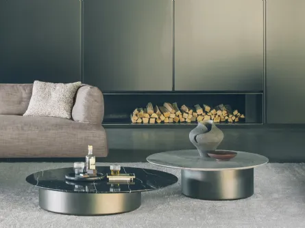 Tavolino rotondo con top in marmo Imae di Desirèe