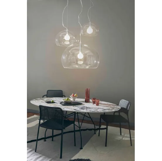 Lampada a sospensione Fl/y Big in plexiglas trasparente di Kartell