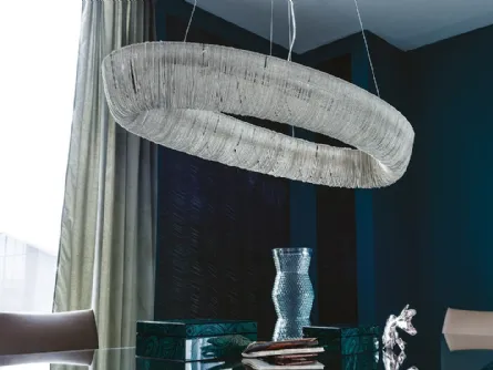 Lampada a sospensione composta da catenelle in alluminio Cellini di Cattelan Italia
