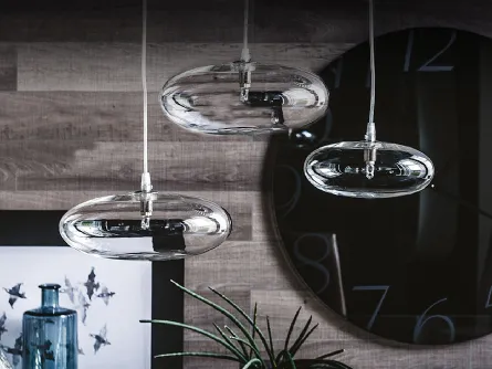 Lampada a sospensione in vetro borosilicato trasparente Lim di Cattelan Italia