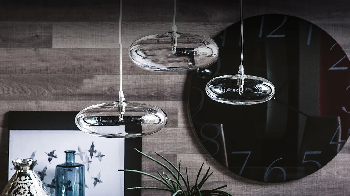 Lampada a sospensione in vetro borosilicato trasparente Lim di Cattelan Italia