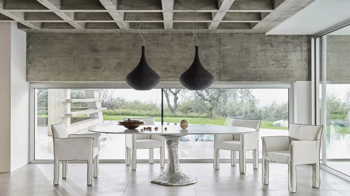 Lampada a sospensione in rattan Spin di Gervasoni