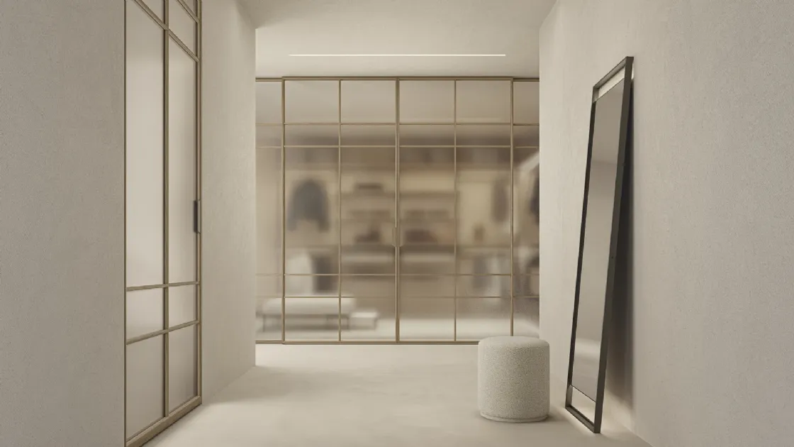 Porta per interni Maxi Scorrevole in vetro con telaio in legno di Rimadesio