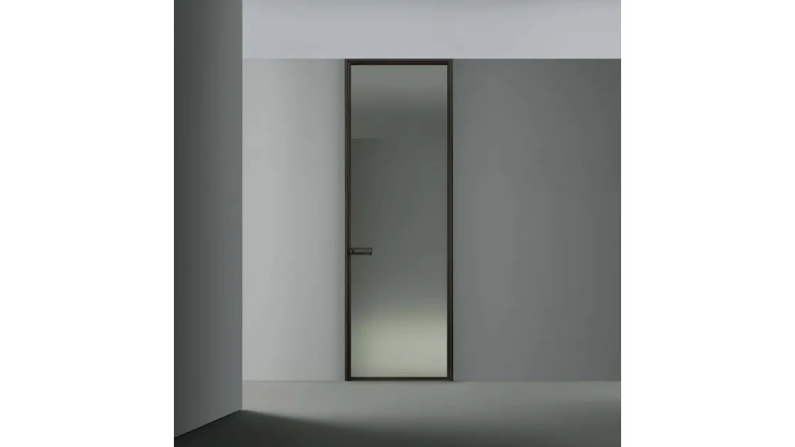 Porta battente in Vetro riflettente Grigio Spin di Rimadesio