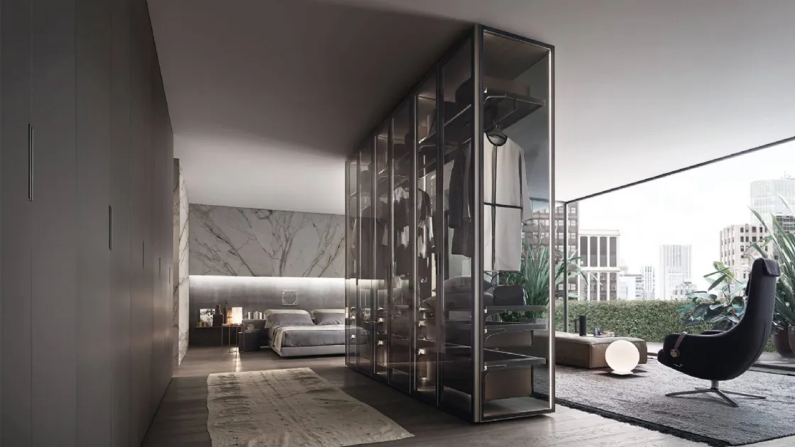 Armadio bifacciale Cover Freestanding in Vetro di Rimadesio