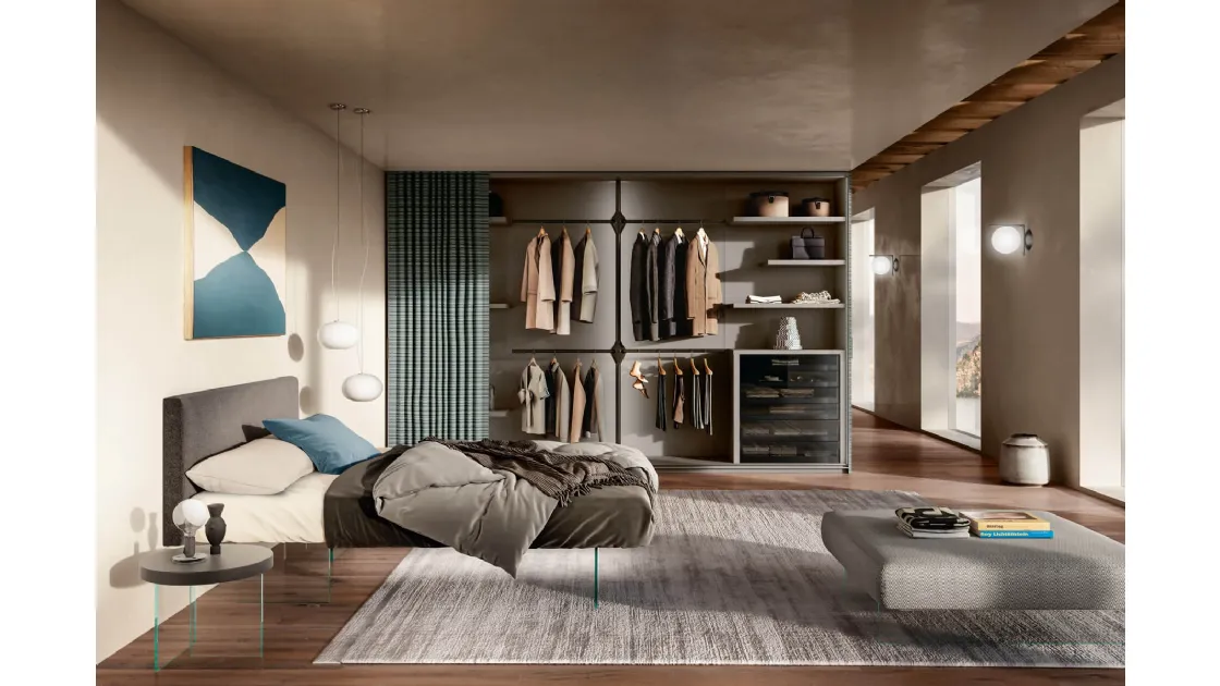 Armadio Et Voilà laccato opaco con anta in tessuto personalizzabile di Lago
