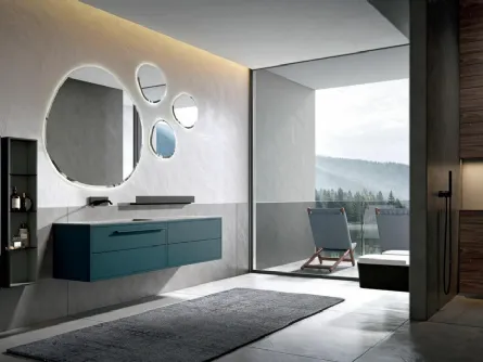 Mobile da Bagno sospeso laccato opaco Baltico Ade 003 di Edoné