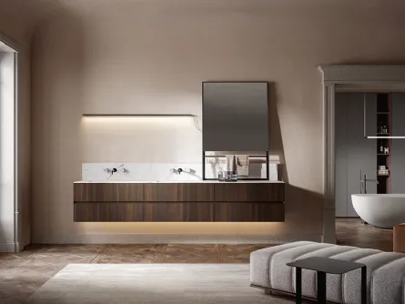 Mobile da Bagno sospeso Artemide 01 in rovere termotrattato di Edoné