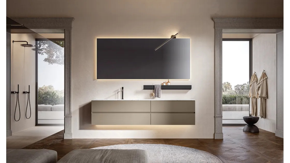 Mobile da Bagno sospeso Artemide 03 laccato camoscio di Edoné