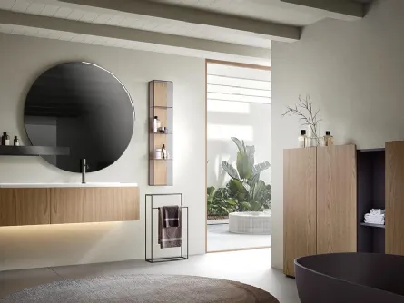 Mobile da Bagno sospeso Atena 05 in nobilitato rovere zenzero di Edoné