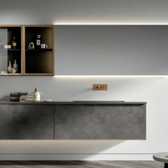 Mobile da Bagno sospeso di design Rea finitura Warm Grigio by Kerakoll di Edoné