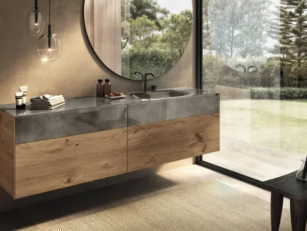 Lavabo integrato in vetro 36e8 di Lago