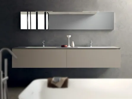 Mobile da Bagno sospeso in laminato Beige Light di Modulnova