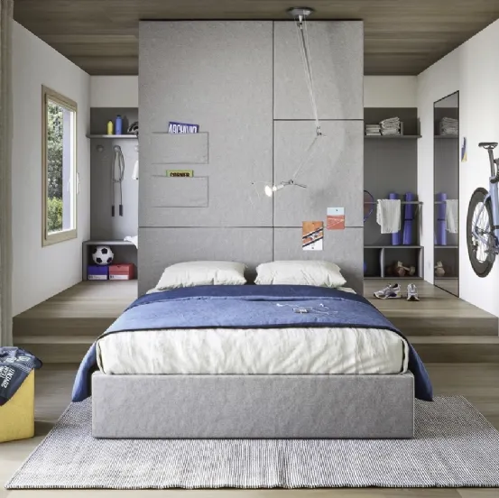 Cameretta componibile con porta bici da parete Next space 04 in melaminico di Nidi