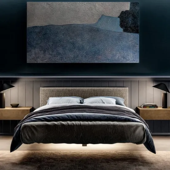 Comodino sospeso Materia 1070 in vetro finitura Metal XGlass Bronzo di Lago
