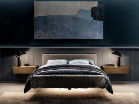 Comodino sospeso Materia 1070 in vetro finitura Metal XGlass Bronzo di Lago