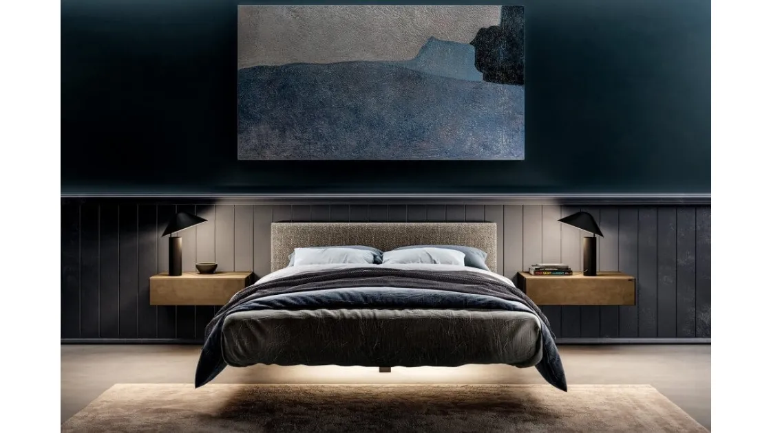 Comodino sospeso Materia 1070 in vetro finitura Metal XGlass Bronzo di Lago
