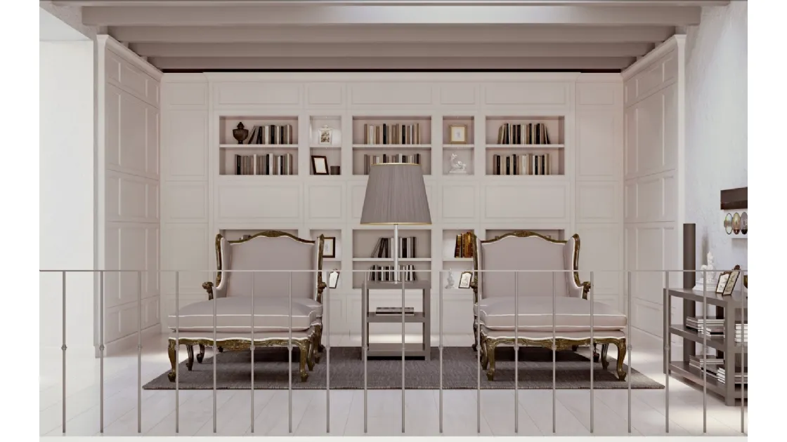 Libreria a muro Aeterna 04 in laccato opaco Bianco de L'Origine