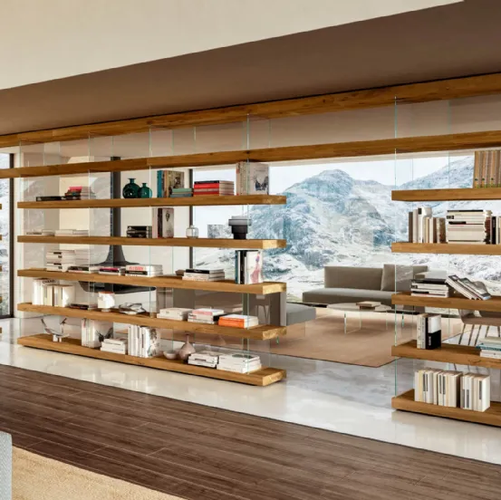 Libreria in legno e vetro Air Divisoria ambienti di Lago