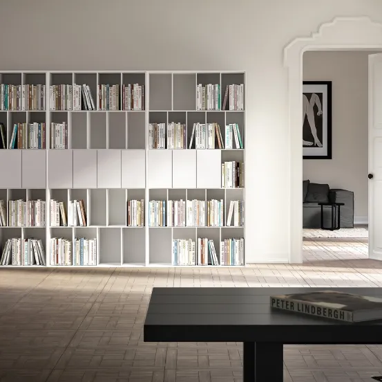 Libreria a muro Ateneo in laccato Bianco opaco di Capo d'Opera