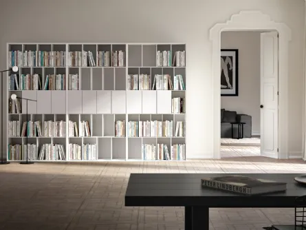 Libreria a muro Ateneo in laccato Bianco opaco di Capo d'Opera