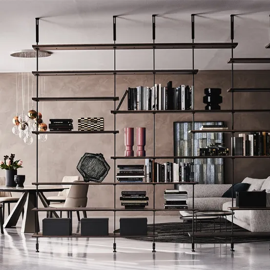 Libreria divisoria in legno e acciaio verniciato Airport di Cattelan Italia