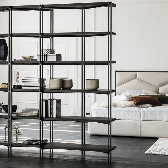 Libreria divisoria in metallo con ripiani in legno Hudson di Cattelan Italia