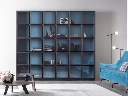 Libreria Concept in legno laccato Nero e vetro di Capo d'Opera