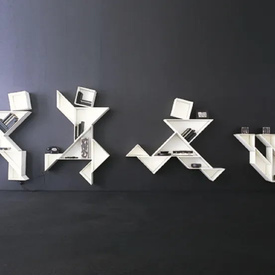 Libreria componibile Tangram in laccato opaco Bianco di Lago