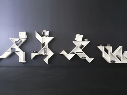 Libreria componibile Tangram in laccato opaco Bianco di Lago