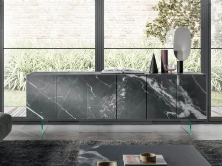 Madia 36e8 0699 in vetro effetto marmo Calacatta black matt XGlass di Lago