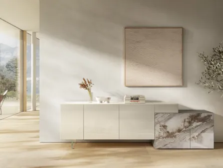 Madia 36e8 Bianca in vetro laccato e Marble Glass effetto marmo di Lago