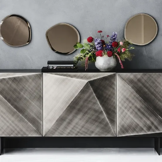 Madia Kayak in laccato Brushed Grey con piedini in acciaio di Cattelan Italia