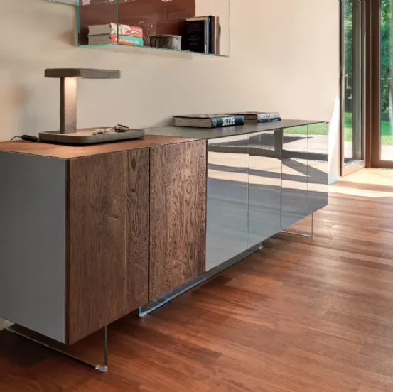 Madia 36e8 20500 in vetro lucido colore Ferro e legno di Rovere Wildwood scuro di Lago