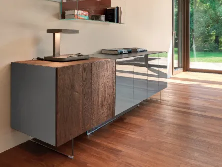Madia 36e8 20500 in vetro lucido colore Ferro e legno di Rovere Wildwood scuro di Lago