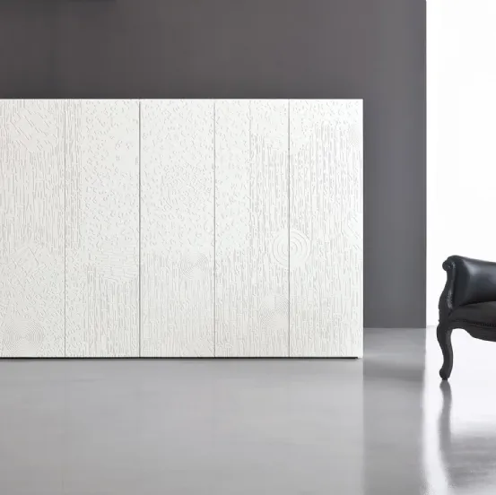 Madia monolitica Zurich in laccato Bianco con intarsi di Capo d'Opera