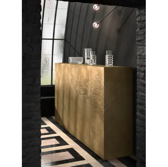 Madia Zurich finitura Ottone Vintage con incisione 3D floreale di Capo d'Opera