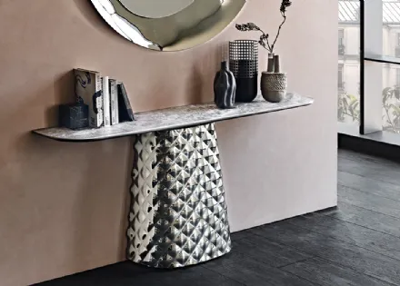 Consolle in ceramica e cristallo specchiato Atrium Keramik di Cattelan Italia