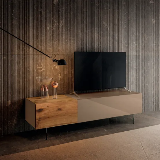Mobile Porta Tv 36e8 0523 in legno e vetro laccato opaco di Lago