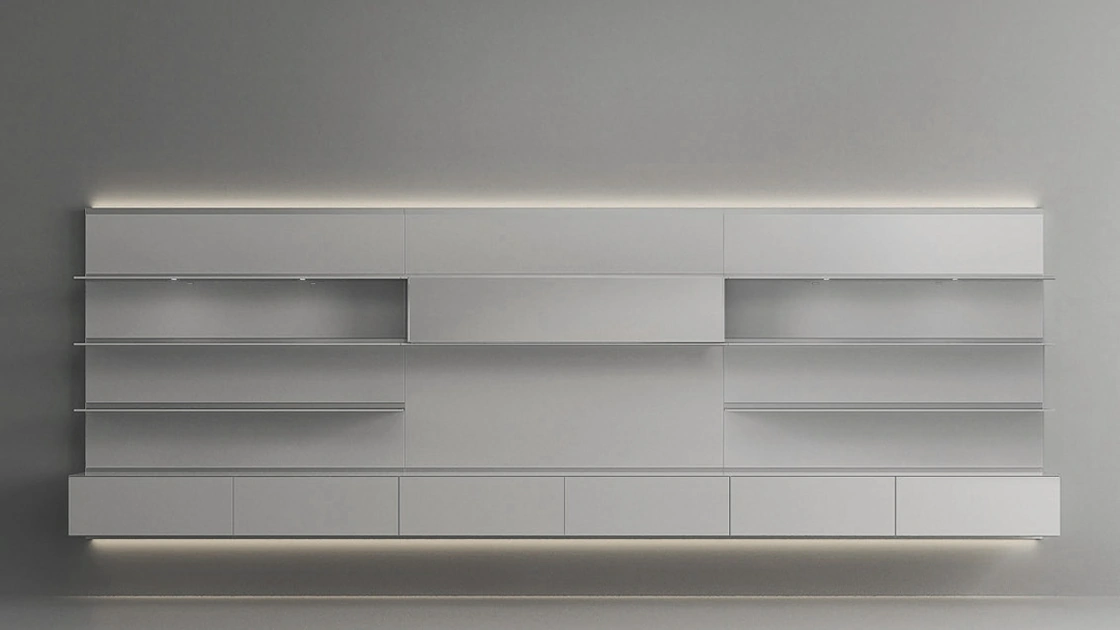 Parete Attrezzata Abacus Grigio Chiaro di Rimadesio