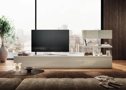 Parete Attrezzata in vetro bianco Air 2722P di Lago