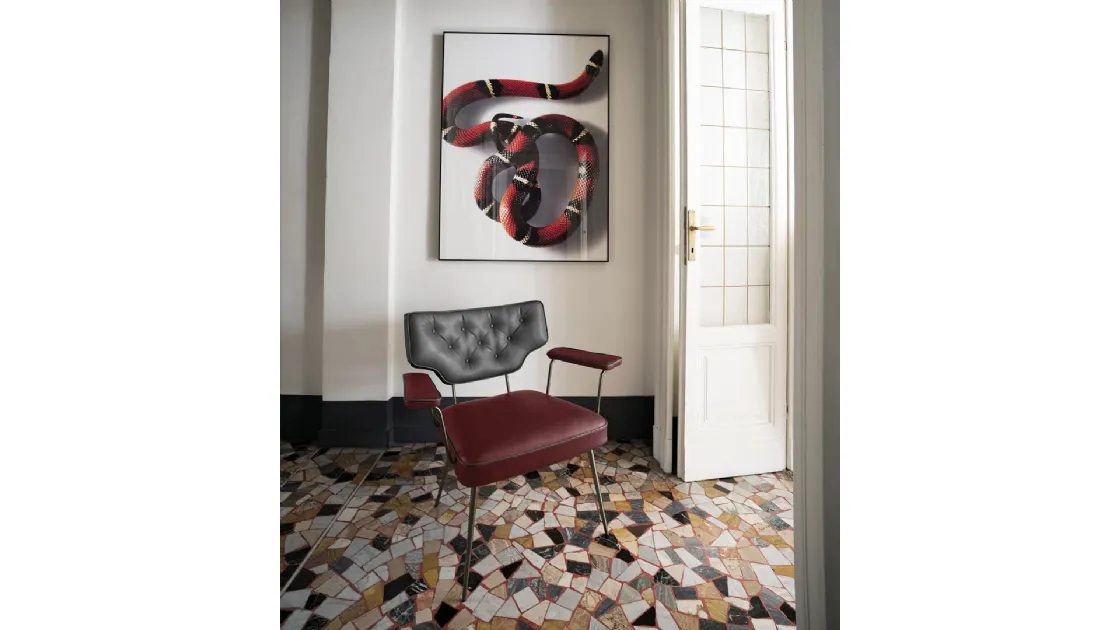 Poltroncina in pelle e tessuto Twiggy di Arketipo
