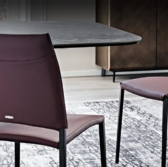 Sedia in pelle imbottita Sally di Cattelan Italia